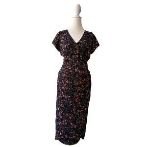 Abercrombie & Fitch Floral Midi Dress Women S Smocked Back Romantic Cottagecore